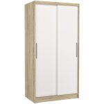 Les tendances - petite armoire de chambre  coucher bois clair 2 portes coulissantes blanches kilane ...