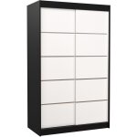 Petite armoire de chambre noir et blanc avec 2 portes coulissantes benko 120cm Petite armoire de chambre noir et blanc avec 2 portes coulissantes benko 120cm