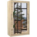 Les tendances - petite armoire moderne de chambre  coucher bois clair avec 2 portes coulissantes miroir ...