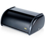 Petite bo�te � pain noire en m�tal pour la cuisine, id�ale pour le pain et les petits pains