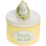 Petite bo�te en r�sine � dents de lait jaune souris
