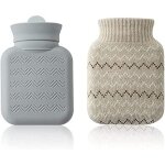 Petite bouillotte, avec housse tricote, mini chauffe - mains en silicone, peut tre rchauff au micro ...