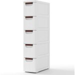 Petite commode �troite, meuble rangement 3 tiroirs en plastique, commode salle de bain � roulette, petite ...