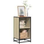 Petite �tag�re biblioth�que 2 niveaux kalvani - bois et metal noir 40 cm - ch�ne clair - largeur 40 cm ...