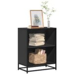Petite �tag�re biblioth�que 2 niveaux kalvani - bois et metal noir 60 cm - noir - largeur 60 cm