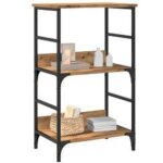 Petite �tag�re biblioth�que bois et m�tal kano 50cm - style industriel - marron clair