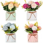 Petites fleur artificielle avec vase 4 pi�ces fleurs artificielles pour table salon deco fausse flowers ...