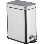 Petite poubelle salle de bain, poubelle � p�dale 5l, square, acier inox, 14x29, 5x28 cm, aspect mat