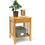 Relaxdays - petite table en bambou table d'appoint avec tiroir table de chevet couloir dco 51, 5 x 40, ...