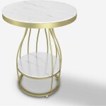 Petite table basse ronde en m�tal noir dor� marbre 45x63cm neep l - gold