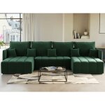 Bestmobilier - petra - canap� panoramique en u - 7 places - convertible - avec coffre - en velours