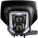 Phare led + plaque enduro offroad feux avant ece gp1 drl noir