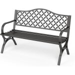 Phi villa schwarze gartenbank mit r�ckenlehne aus gusseisen und stabilem stahlrahmen 2 - 3 sitzer bank ...