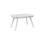 Stones - phil table extensible (140 / 210 x 90) en verre tremp blanc