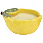 Photophore citron en c�ramique avec bougie parfum�e
