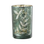 Paris prix - photophore déco en verre 'feuilles' 18cm vert Paris prix - photophore déco en verre 'feuilles' 18cm vert