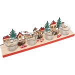 Photophore dcor paysage bois avec 4 photophores verre transparent - atmosphera crateur d'intrieur