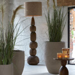 Photophore lumineux ambr� cylindrique brun 14x20cm