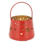 Photophore en mtal laqu rouge boule