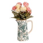 Pichet beige vert floral cramique 16x11x20cm