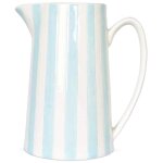 Pichet, carafe ou vase rayures bleu givr et blanc