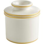 Pichet en fa�ence, comptoir fran�ais beurrier en c�ramique pour beurre � tartiner, blanc avec bordure ...