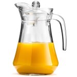 Pichet en verre pour boissons, eau, jus, limonade, avec couvercle, 1, 4 l