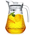 Pichet en verre avec couvercle pour boissons eau jus the glace etc