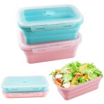 Pi�ces bo�tes � d�jeuner pliables, 800ml r�cipients pliables en silicone avec couvercles bo�te � lunch ...