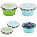 Pi�ces bols pliables en silicone portable, 350ml saladier pliable avec couvercle, ronde boite alimentaire ...