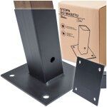 Pied de m�t viss� sur pied d'ancrage de montage en b�ton 120x120