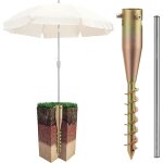 Pied de parasol en m�tal color�, lourd, 57 cm, ancrage avec tige � vis, broche de sol avec diam�tre de ...