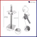 Pied de poteau carr� r�glable en flocon de zinc 70 x 70 mm ? hauteur ajustable 60 � 130 mm avec platine ...