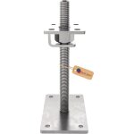 Pied de poteau carr� r�glable galvanis� � chaud 100 x 100 mm ? hauteur ajustable 60 � 480 mm avec platine ...