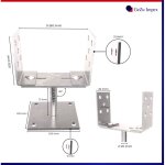Pied de poteau en u r�glable 100 x 100 mm 0?160 mm ? zinc �lectroplaqu� ? �querres m�talliques robustes ...