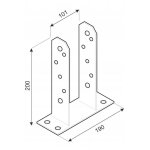 Pied de poteau viss� au b�ton, galvanis�, 101x200 mm