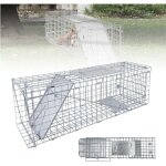 Pi�ge de capture d'animaux 62x19x22 cm - cage de pi�ge pliable en fil de fer galvanis� avec poign�e de ...