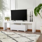 Pier import - banc tv moderne blanc avec rangement - effet laque marfa