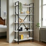 Pier import - bibliothque tagre noire, 5 plateaux blancs jena