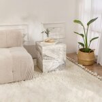 Pier import - bout de canap� cube effet marbre blanc - style design marfa