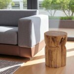 Pier import - bout de canap� rond en teck massif ? style naturel arizona