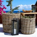 Cache - pot haut en rotin (lot de 2)