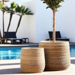 Cache - pot en rotin pour grandes plantes (lot de 2)