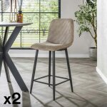 Pier import - chaise de bar beige sable en tissu c�tel� (lot de 2) taj