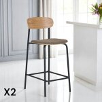 Pier import - chaise de bar en bois style �colier avec assise tissu marron (lot de 2) berlin