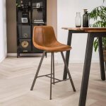 Pier import - chaise de bar camel coutures apparentes pieds �toile helsinki