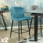 Pier import - chaise de bar en velours bleu (lot de 2) arlington