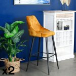 Pier import - chaise de bar velours ocre (lot de 2) malmoe