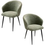 Pier import - chaise dossier rond tissu vert (lot de 2) iena