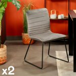 Chaise grise motif ligne (lot de 2) burgos Chaise grise motif ligne (lot de 2) burgos